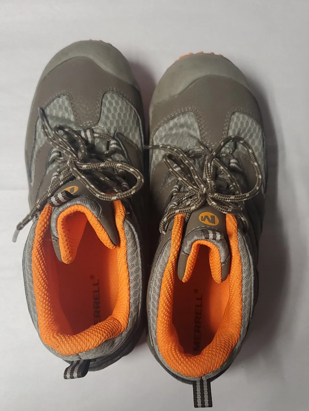 Merrell Chameleon 7 Mid Lace-Up Waterproof Kids' Gray and Orange Trail Boot 3